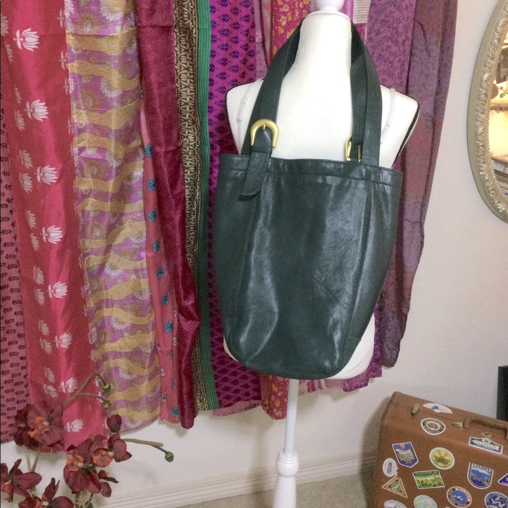 Large Green Leather Shoulder Bag